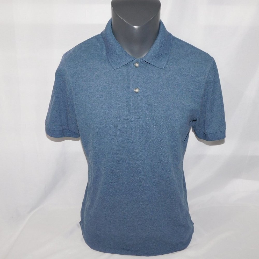 Eddie Bauer Blue Piquet Polo Short Sleeve Shirt Mens M